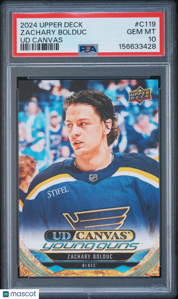 2024-25 Upper Deck UD Canvas Zachary Bolduc #C119 Young Guns Rookie PSA 10
