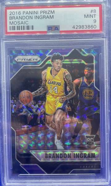 2016 Panini Prizm Brandon Ingram #8 Blue Mosaic Rookie PSA 9 Mint LA Lakers SP