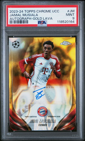 2023-24 TOPPS CHROME UEFA UCL AUTOGRAPH JAMAL MUSIALA GOLD LAVA #JM PSA 9
