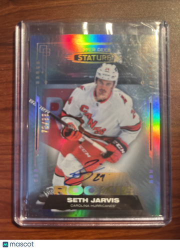 2021-22 Upper Deck Stature Seth Jarvis #105 Signatures Limited Edition Short Print Parallel/Variety Rookie Exclusive Upp