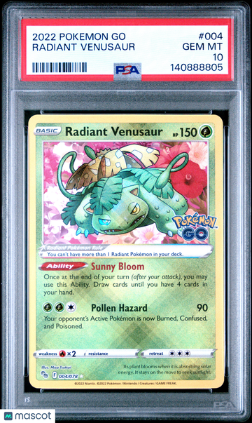 2022 Pokemon Go Radiant Venusaur PSA 10 #004