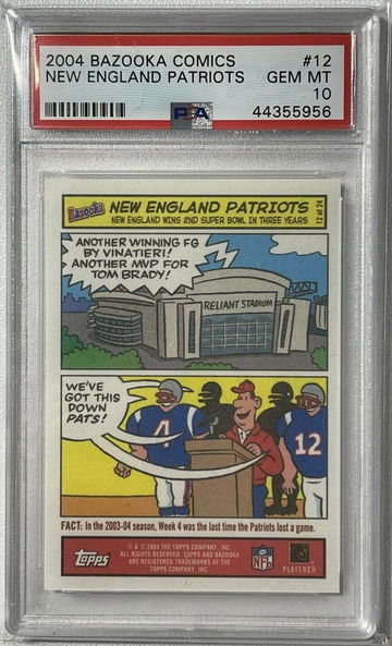 2004 Bazooka Comics #12 Tom Brady New England Patriots PSA 10 GEM MINT SP Insert