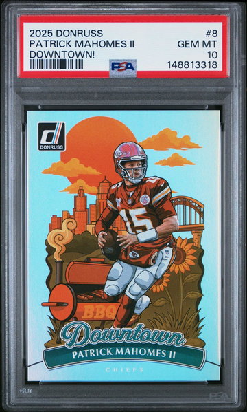 2025 Panini Donruss Downtown Patrick Mahomes II #8 PSA 10