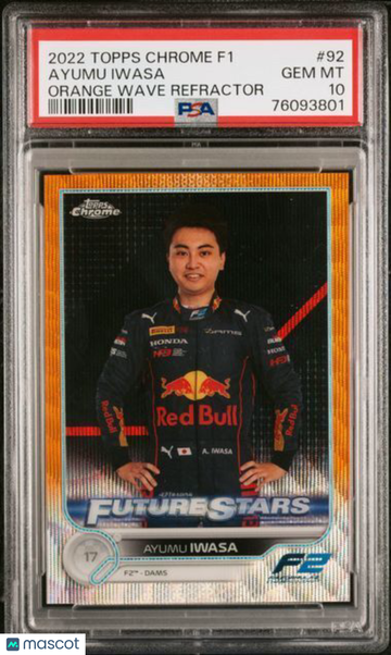 2022 Topps Chrome Formula 1 Ayumu Iwasa #92 Orange Wave Refractor PSA 10
