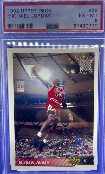 1992 Upper Deck NBA Michael Jordan Chicago Bulls Card #23 PSA 6 EX-MT