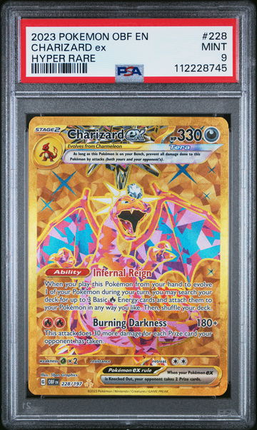 2023 POKEMON OBF EN-OBSIDIAN FLAMES HYPER RARE CHARIZARD EX #228 PSA 9