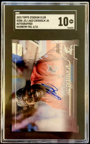 2022 Stadium Club - Jazz Chisholm Jr. - Rainbow Foil Auto #6/10