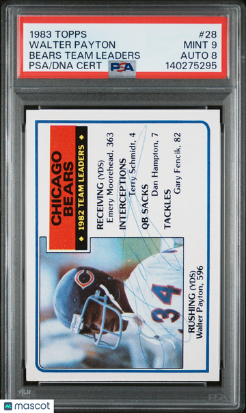 1983 Topps Bears Team Leaders #28 Bears Team Leaders PSA 9 Auto 8