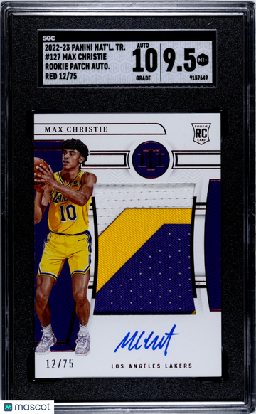 2022 Panini National Treasures Max Christie #127 Rookie Patch Autograph Red SGC 9.5 Auto 10