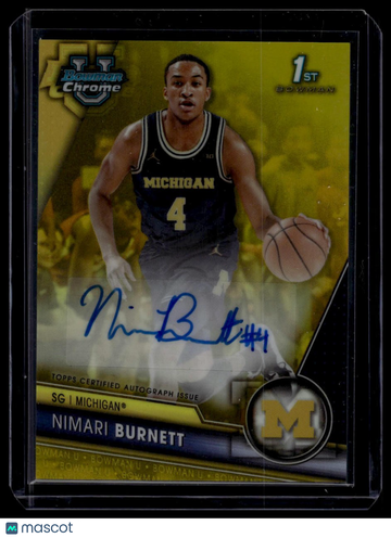 2023-24 Bowman University Chrome Nimari Burnett #BCPA-NB Prospects Autographs Yellow Refractor SN AU