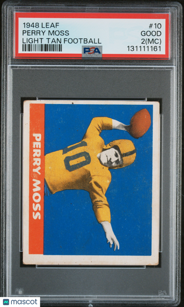 1948 Leaf Football Perry Moss #10 Light Tan Football PSA 2