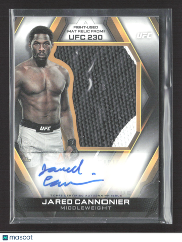 2020 Topps UFC Knockout Jared Cannonier #AJR-JC Fight-Used Mat Relic Autograph Jumbo Fight Mat Relic