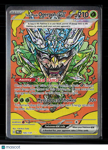 2025 Scarlet & Violet White Flare Teal Mask Ogerpon EX Holo Secret Rare SAR #145/131