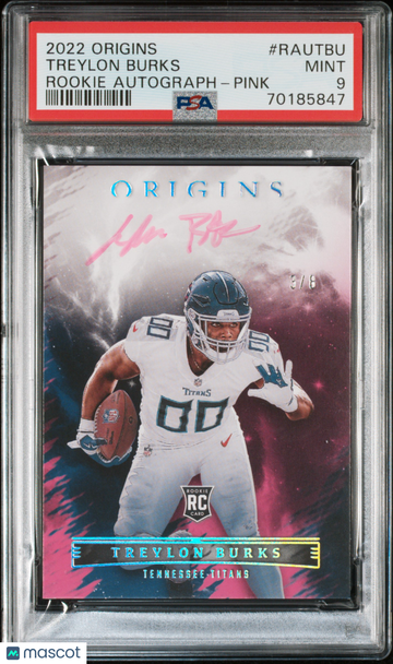 2022 Origins Treylon Burks Rookie Auto Pink /8 PSA 9