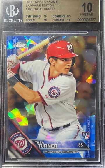 2016 Topps Chrome Sapphire Trea Turner BGS 10