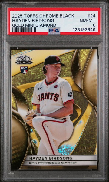 2025 Topps Chrome Black Gold Mini Diamond Hayden Birdsong #24 /50 PSA 8