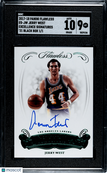 2017 Panini Flawless Jerry West #ES-JW Excellence Sigs. '21 Black Box SGC 9 Auto 10