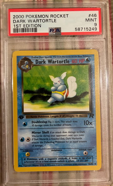 2000 Pokémon Team Rocket 1st Edition Dark Wartortle #46 PSA 9