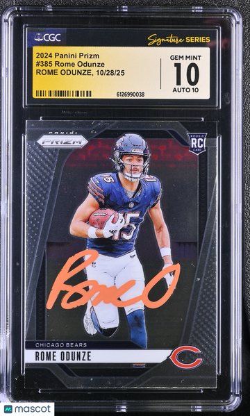 2024 Panini Prizm Rome Odunze #385 Rookie CGC 10 Auto 10