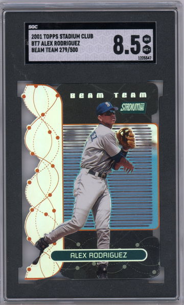 2001 Topps Stadium Club BT7 Alex Rodriguez Beam Team #'d 279/500 SGC 8.5
