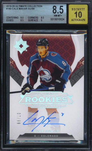 2019-20 Ultimate Collection #190 Cale Makar Auto Rookie SP /99