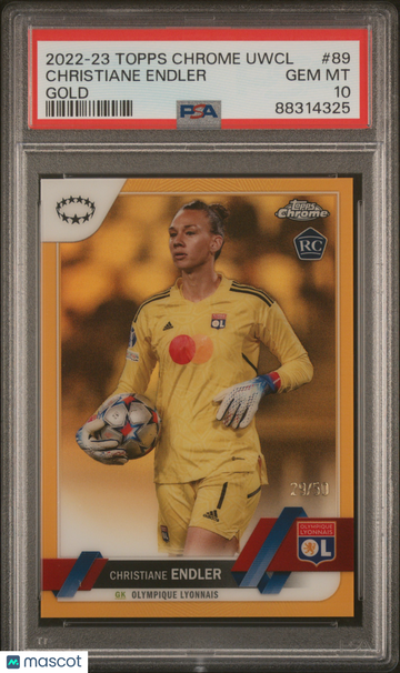 2022-23 Topps Chrome UEFA Women's Champions League Christiane Endler #89 Gold PSA 10