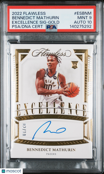 2022 Panini Flawless Excellence Signatures Bennedict Mathurin #ESBNM Gold /10 PSA 9 Auto 10