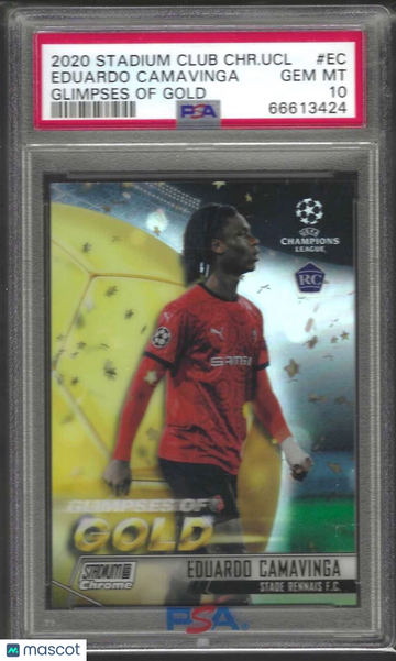 2020 Stadium Club Chrome UEFA Champions League Glimpses Of Gold Eduardo Camavinga #EC PSA 10