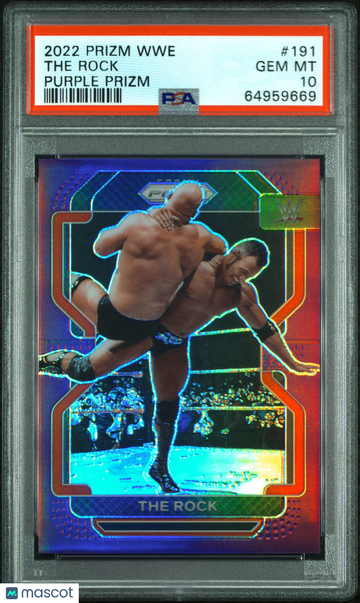 2022 Panini Prizm WWE The Rock #191 Purple PSA 10