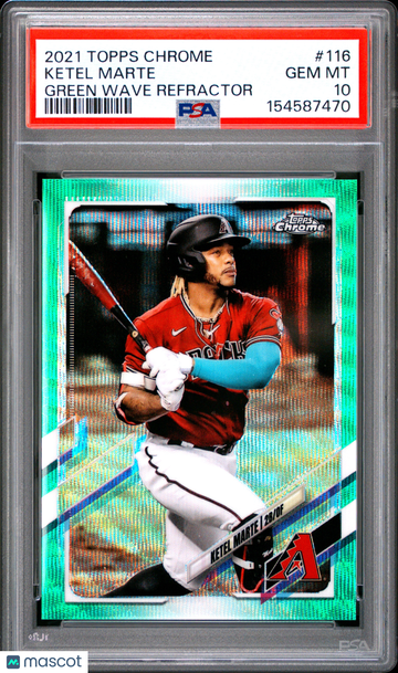2021 Topps Chrome Ketel Marte #116 Green Wave Refractor /99 PSA 10