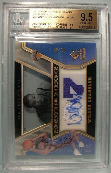 2007-08 SP ROOKIE THREADS GOLD ROOKIES #66 WILSON CHANDLER AUTO 11/50 BGS 9.5 GEM MINT