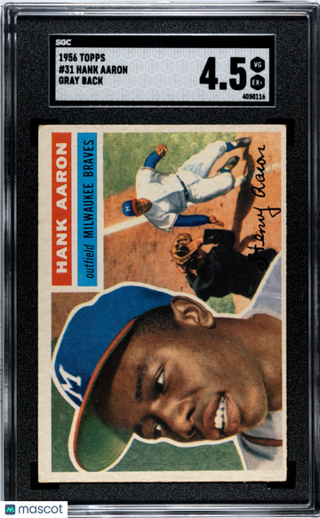 1956 Topps Hank Aaron #31 Gray Back SGC 4.5