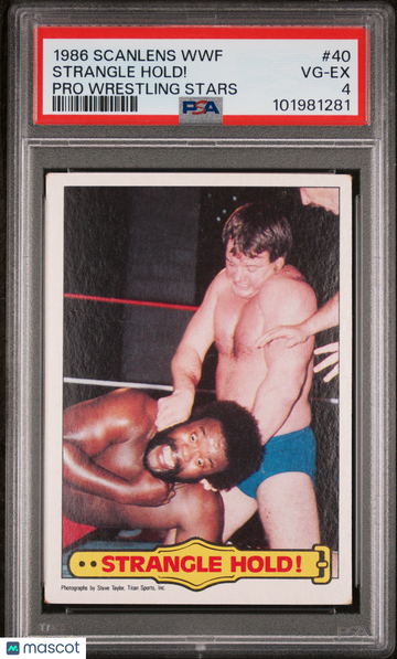 1986 Scanlens WWF Pro Wrestling Stars Strangle Hold! #40 PSA 4