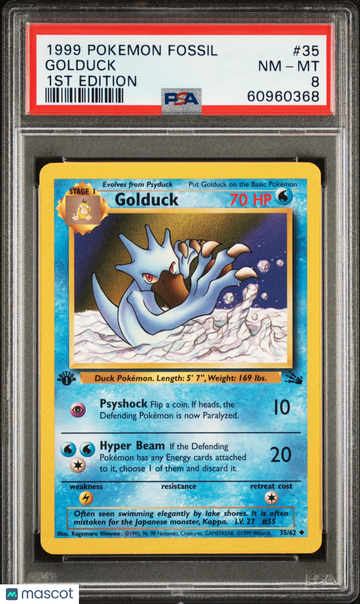 1999 Pokemon Fossil Golduck 1st Edition PSA 8 #35