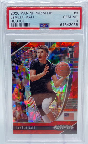 2020 Prizm Draft Picks Lamelo Ball #3 RC Red Ice PSA 10