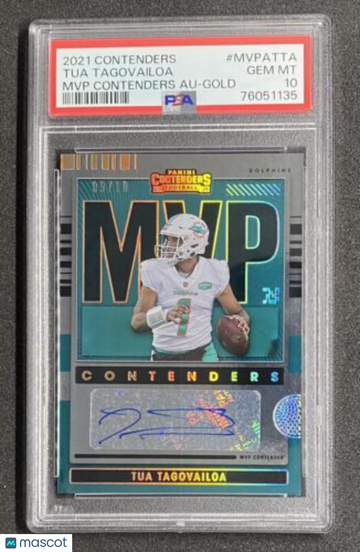 Tua Tagovailoa 2021 Panini Contenders MVP Contender Gold Dolphins  /10 - PSA 10