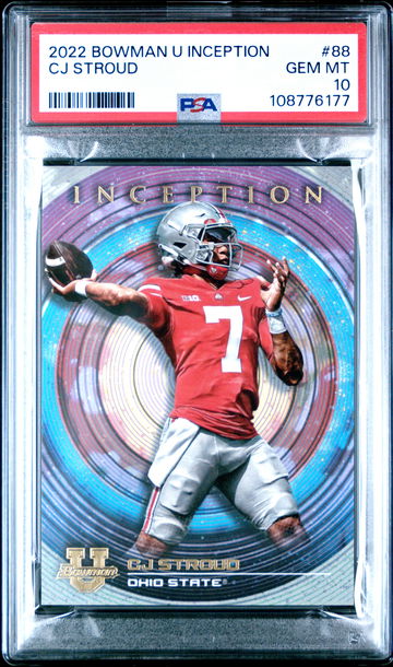 2022 BOWMAN UNIVERSITY INCEPTION CJ STROUD #88 RC 1ST PSA 10