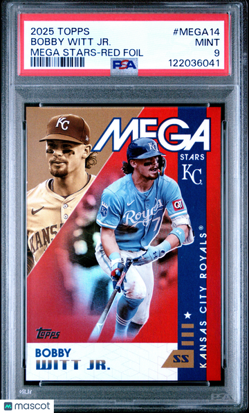 2025 Topps Topps Mega Stars Bobby Witt JR. #MEGA14 Red Foil /5 PSA 9
