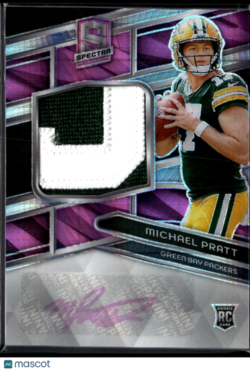 2024 Panini Spectra Football Michael Pratt Autographed Patch RC #228 16/25 Green Bay Packers Trading Card