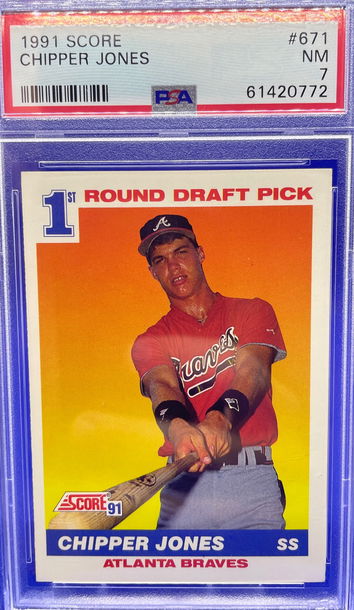 1991 Score Chipper Jones PSA 7 NM #671 Rookie Card Atlanta Braves RC HOF
