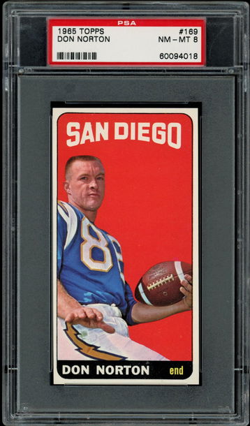 1965 Topps #169  Don Norton  PSA 8  Chargers