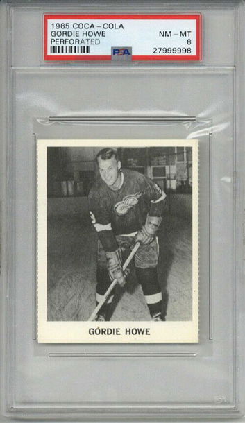 1965 COCA COLA GORDIE HOWE PERFORATED HOCKEY CARD DETROIT RED WINGS PSA 8 NM-MT