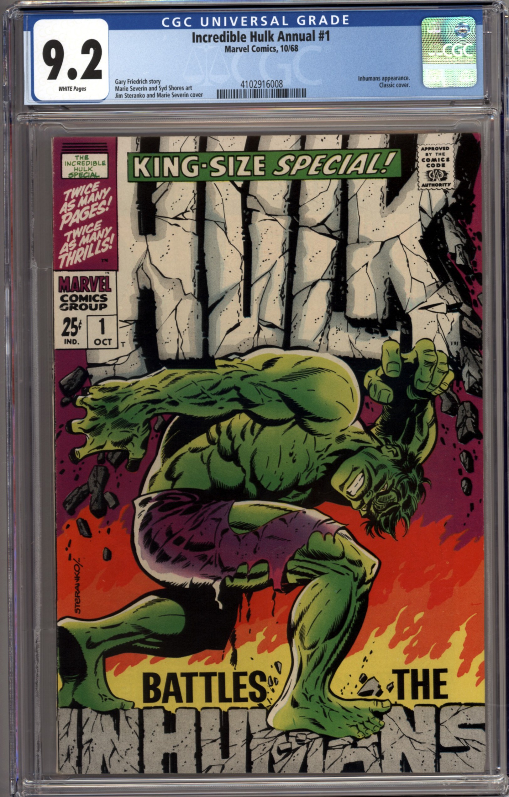 Hulk King Sized Special #1 Annual CGC 9.2
