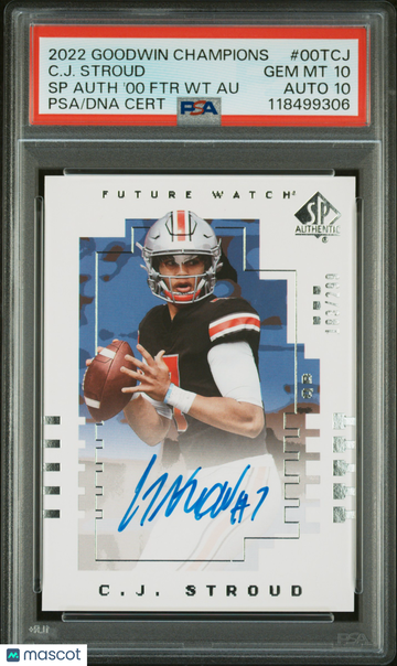 2022 Upper Deck Goodwin Champions CJ Stroud #00TCJ /299 PSA 10 Auto 10