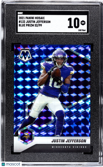 2021 Panini Mosaic Justin Jefferson #132 Blue Prizm 99 SGC 10