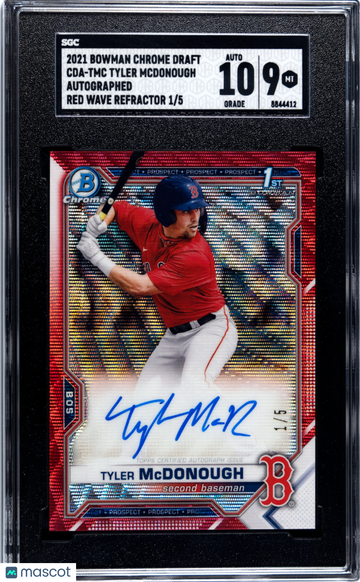 2021 Bowman Chrome Draft Tyler Mcdonough #CDA-TMC Auto. Red Wave Refractor SGC 9