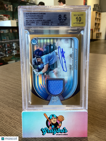 2025 Bowman Chrome Autograph Relics Gold Refractors Carson Williams #BCARCW BGS 8.5 Auto 10