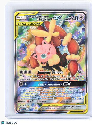 2019 Pokemon—Mega Lopunny & Jigglypuff GX #226/236 Cosmic Eclipse—Ultra Rare Holo