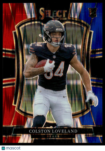 2025 Panini Select Colston Loveland #172 Red and Blue Prizm Shock