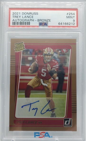 Trey Lance 2021 Donruss Rated Rookie Auto Bronze PSA 9 #254